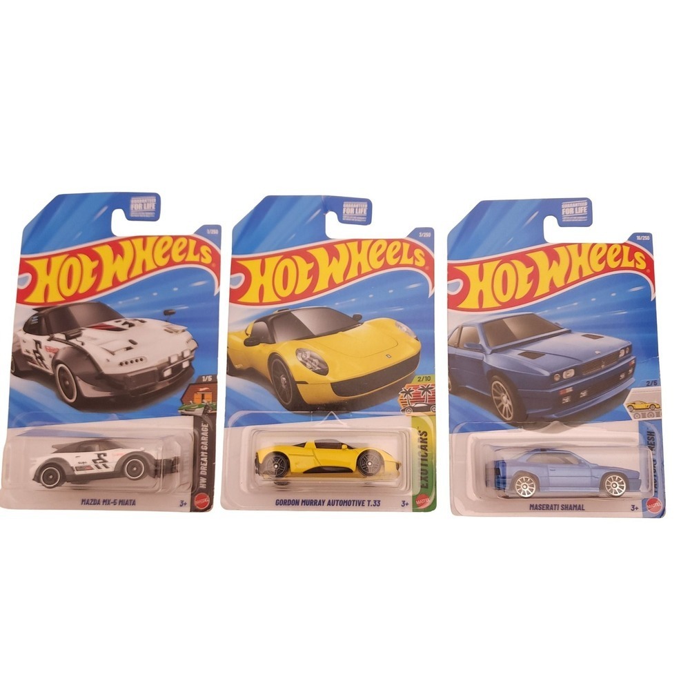 Hot Wheels 2023 Mazda Miata Gordon Murray T33 Maserati Shamal Lot of 3